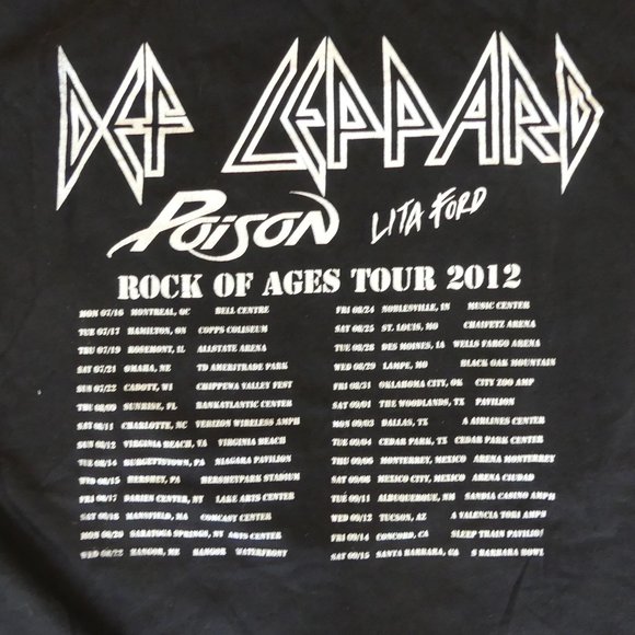 Def Leppard 2012 Rock Of Ages Tour Black XLarge T-Shirt - Picture 4 of 4